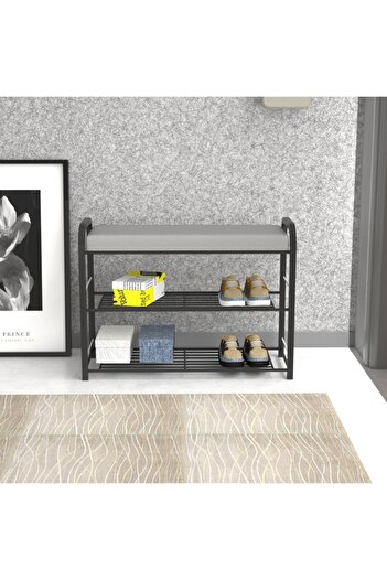 Retodesign Retohome Metal 3 Katlı Minderli Ayakkabılık Ve Çok Amaçlı Raf 2322