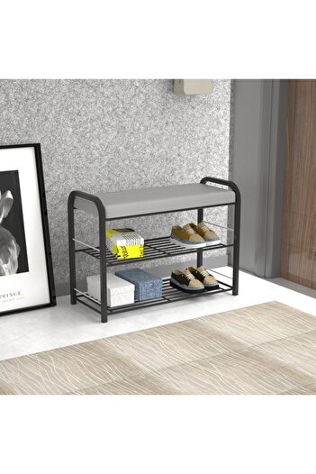 Retodesign Retohome Metal 3 Katlı Minderli Ayakkabılık Ve Çok Amaçlı Raf 2322