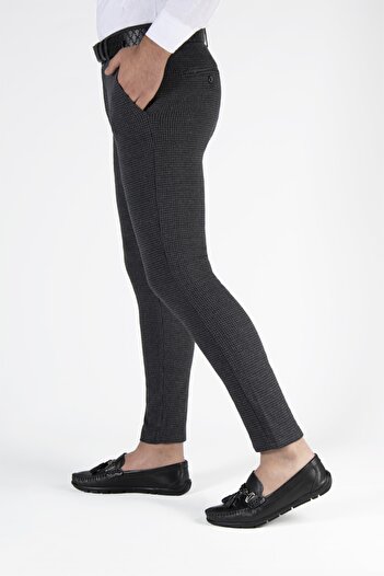 Terapi Men Erkek Slim Fit Nokta Dokulu Italyan Kesim Keten Pantolon 21k-2200420-5 Füme