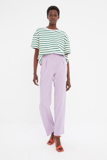 Trendyol Collection Lilac Wide Leg Pleated Woven Trousers TWOSS21PL0155