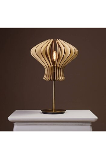 hü ma tasarım ve aksesuar Natural Wood Mdf 3D Lampshade Table for Living Room Bed & Dining Room - Night Lamp