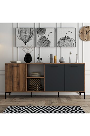 Mezza 1630 Aurora 180 Cm (METAL AYAKLİ) Modern Konsol Hat Antrasit
