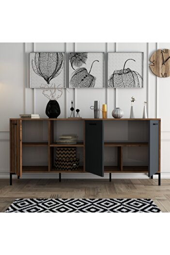 Mezza 1630 Aurora 180 Cm (METAL AYAKLİ) Modern Konsol Hat Antrasit