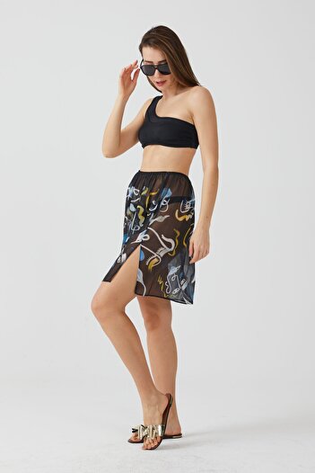 AYSHOME Ays Home Black Abstract Pattern Beach Skirt