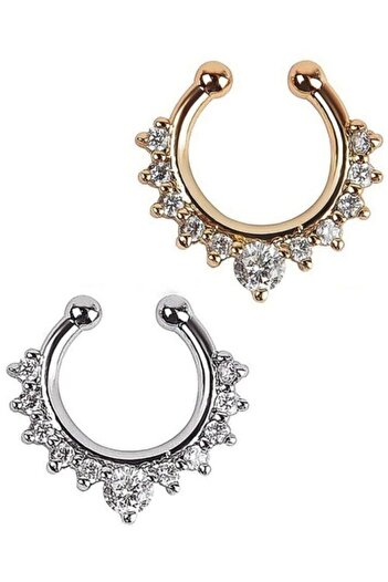 VipBT İkili Set Burun Septum Hızma Kıkırdak Küpe Sahte Fake Piercing