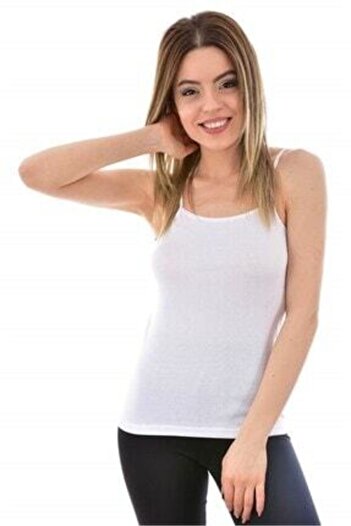 Tutku Women's White Rope Rib Strap Undershirt 6 Pack