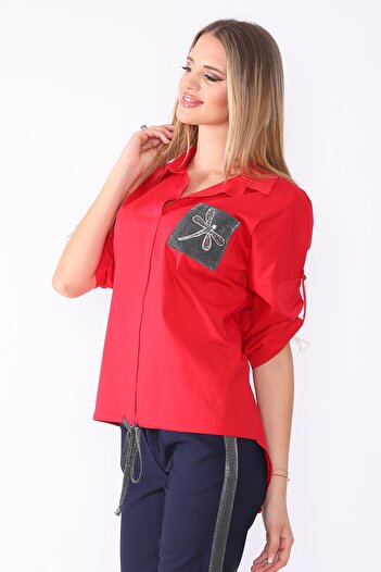 etselements Women's Red Sports Shirt