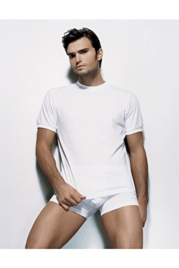 Çift Kaplan Men's White 3-Piece Crew Neck Undershirt
