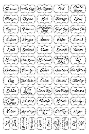 colortouch Transparent 107 Pieces Spice Pulses Nuts Jar Sticker Label