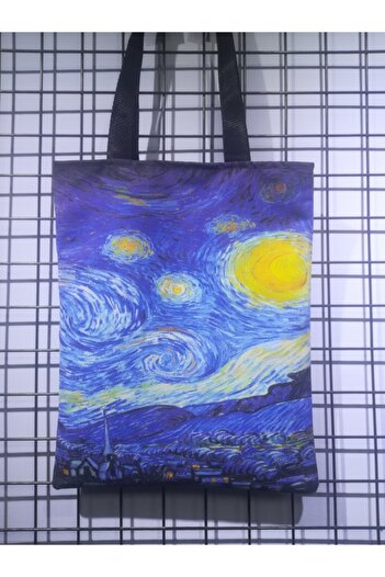 owl bag Υφασμάτινη τσάντα ώμου με σχέδιο Starry Night Pattern Like Artwork