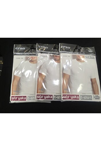 ersa çamaşır 3 Pieces 100% Cotton Solid Color Men's Crew Neck Half Sleeve T-Shirt