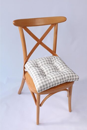 ALTINPAMUK Gold Pofidik Gingham Chair Cushion 38X38 Gray