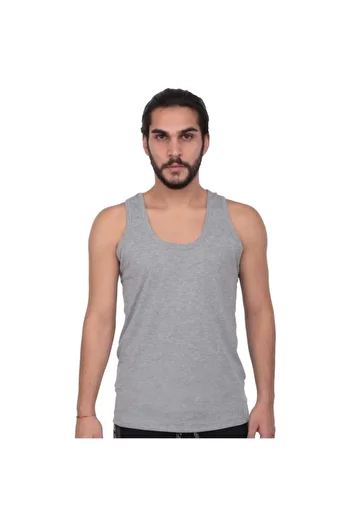 Tutku 4 Pack Gray 102 Ribbed Men's Tank Top - Size S