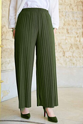 Dinçerler tekstil Pleated Summer Sandy Fabric Trousers