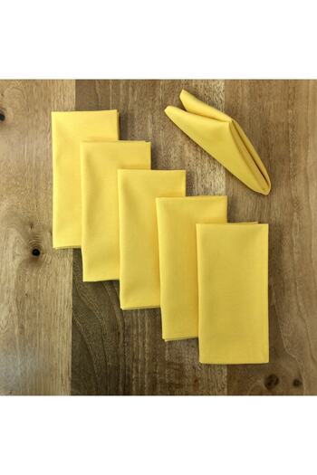 desen izmir American Service, 6-Piece Special Stitched Fabric Napkin Yellow