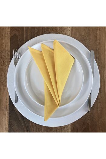 desen izmir American Service, 6-Piece Special Stitched Fabric Napkin Yellow
