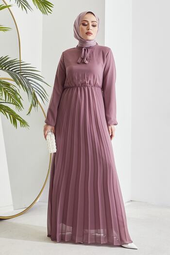InStyle Φόρεμα Hijab με πλισέ Limelda Chiffon - Dusty Rose
