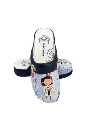 Hipokrat Medikal Sabo Hippocrates Sabo Medical Patterned Orthopedic Slippers Navy Blue