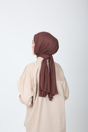 Bahar Scarf Βισκόζη Χτενισμένο Βαμβακερό Hijab Σάλι - Καφέ