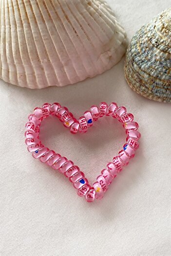 TAKIŞTIR Pink Color Heart Spiral Rubber Buckle