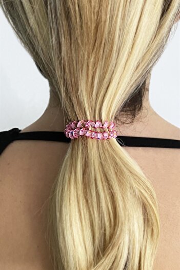 TAKIŞTIR Pink Color Heart Spiral Rubber Buckle