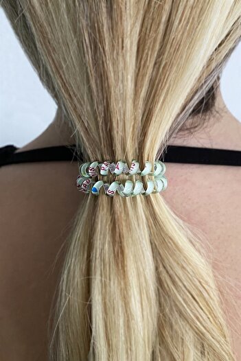 TAKIŞTIR Green Color Heart Spiral Rubber Buckle