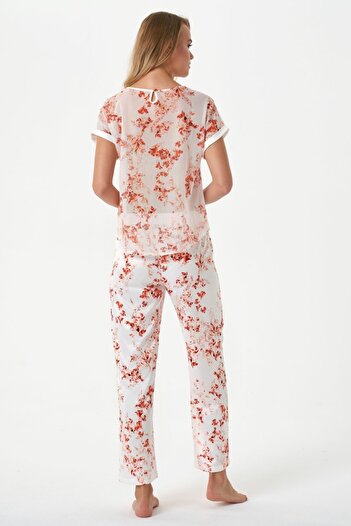 Feyza Pijama 4492 Women's Ecru Woven Satin Pajama Set