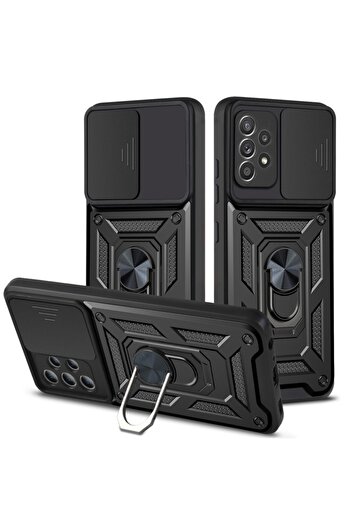 Fibaks Samsung Galaxy A32 4g Compatible Case Camera Protected Sliding Ring Armor Military Tank Armored Cover