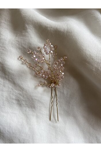 Pearly Handmade Dusty Pink Crystal Bun Buckle