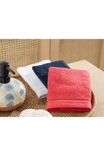 English Home Simple Cotton 3-Piece Hand Towel 30x30 Cm White-lavicert- Pink