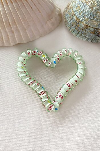 TAKIŞTIR Green Color Heart Spiral Rubber Buckle