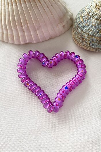 TAKIŞTIR Purple Color Heart Spiral Rubber Buckle
