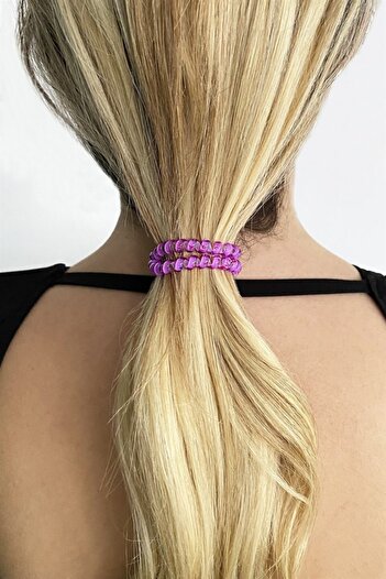 TAKIŞTIR Purple Color Heart Spiral Rubber Buckle