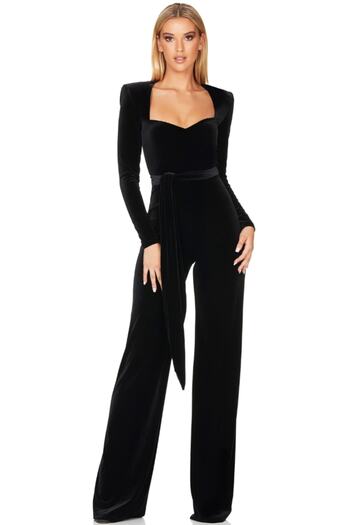 hilaltrendd Hilaltrend Heart Collar Velvet Jumpsuit