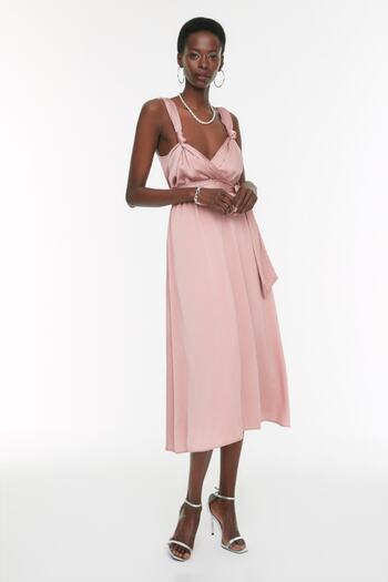 Trendyol Collection Rochie de seara de trandafir uscat cu curea - TPRSS19BB0283