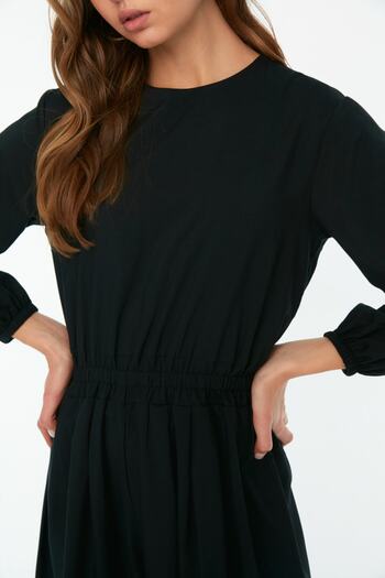 Trendyol Modest Black Elastic Waist Wide Leg Woven Jumpsuit TCTSS22TL0003