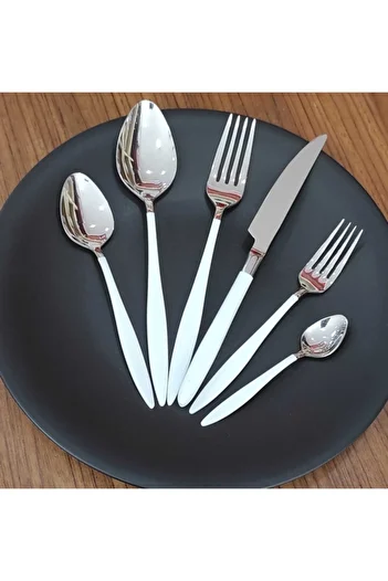 BRONDOFF 72 Piece Carmen White Steel Fork Spoon Knife Set for 12 Persons