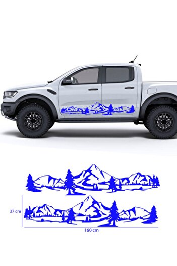 Dijitonline 2 bucăți autocolant pentru mașină pentru camping pe drumul de munte, peisaj de munte, 160x37 cm