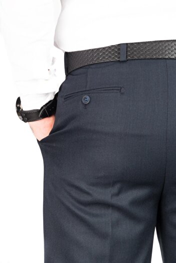 wontilotte Men's Navy Blue Dream Cotton Polyviscon Fabric Trousers