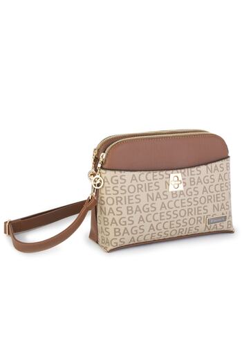 By Hakan Nas 933 Written Women's Crossbody Bag Women's Bag Mink Tan