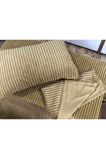 Merinos Modern Line Çift Kişilik Battaniye - Yatak Örtüsü - Hardal