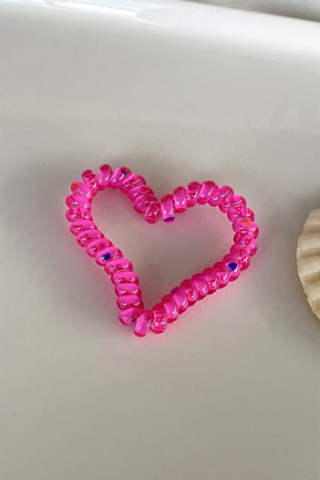 TAKIŞTIR Pink Color Heart Spiral Rubber Buckle
