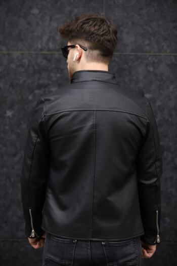 Helen Goods Geaca de piele neagra pentru barbati