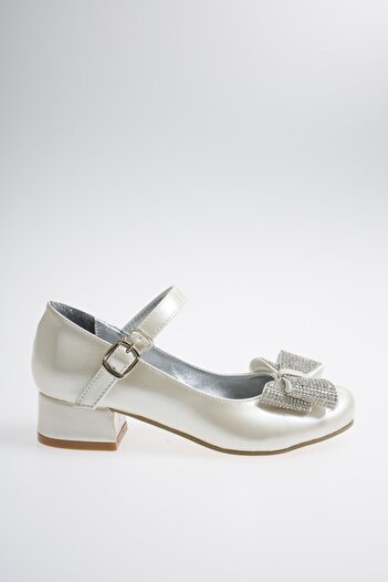 Ramer Mother of Pearl Patent Leather Bow Girls' Evening Dress