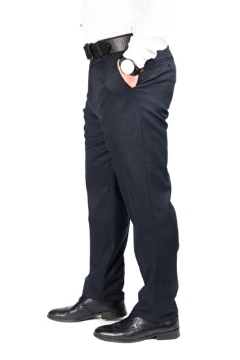 wontilotte Men's Navy Blue Dream Cotton Polyviscon Fabric Trousers