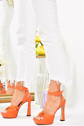 Fox Shoes Orange Thick Platform Heeled Women's Shoes K404080209