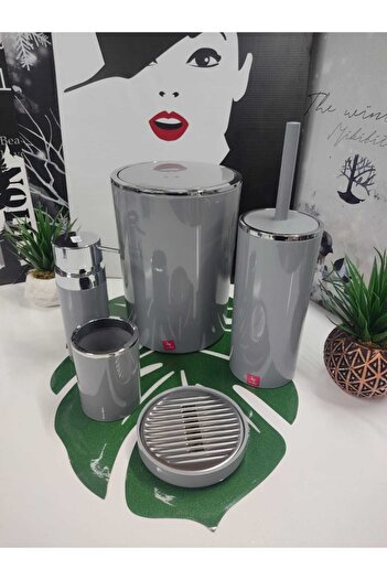Prima Nova Lenox Gray Acrylic Bathroom Set - 5 Pieces
