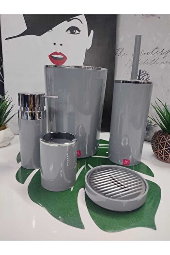 Prima Nova Lenox Gray Acrylic Bathroom Set - 5 Pieces
