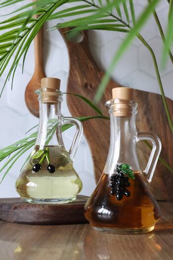 ADAMODART Grape & Olive Glass Figured Oil and Vinegar Set of 2