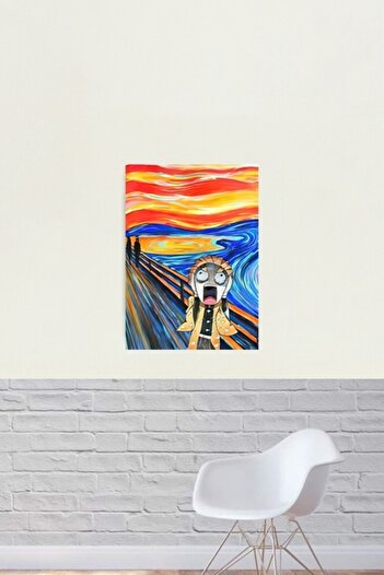 Universal Kimetsu No Yaiba Zenitsu Edvard Munch Tablo Ahşap Poster Dekoratif